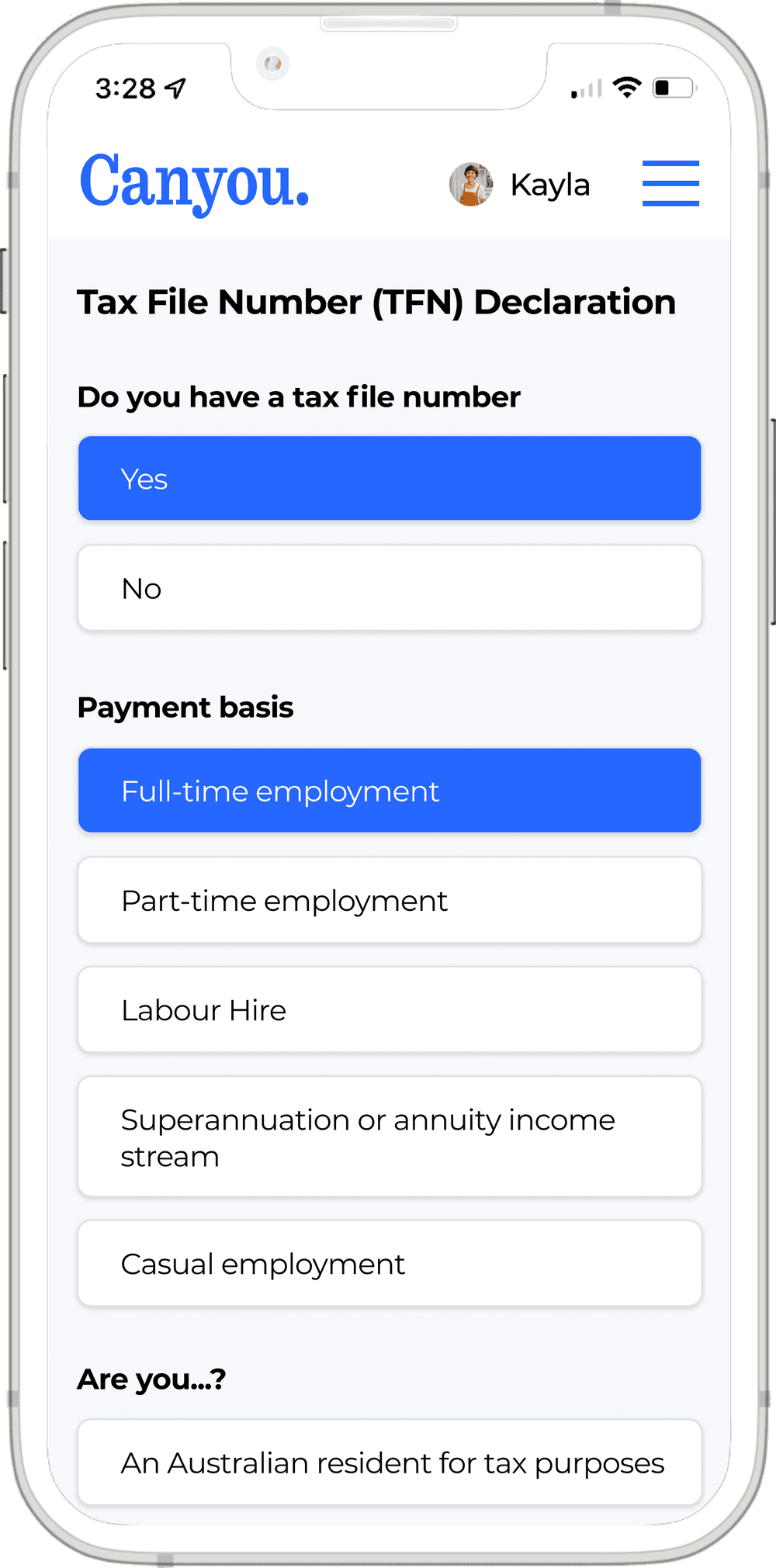 A worker completing payroll details in Canyou
