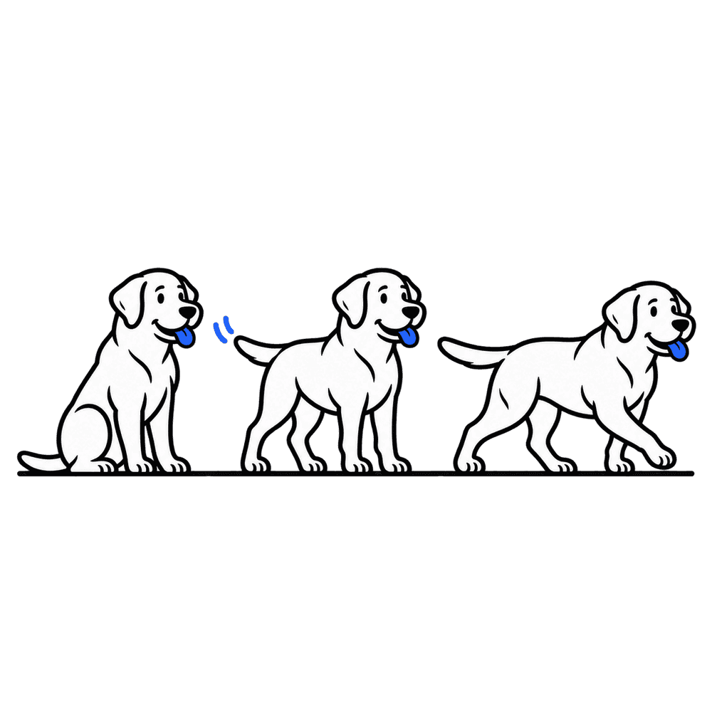 Three Apollos walking on one line