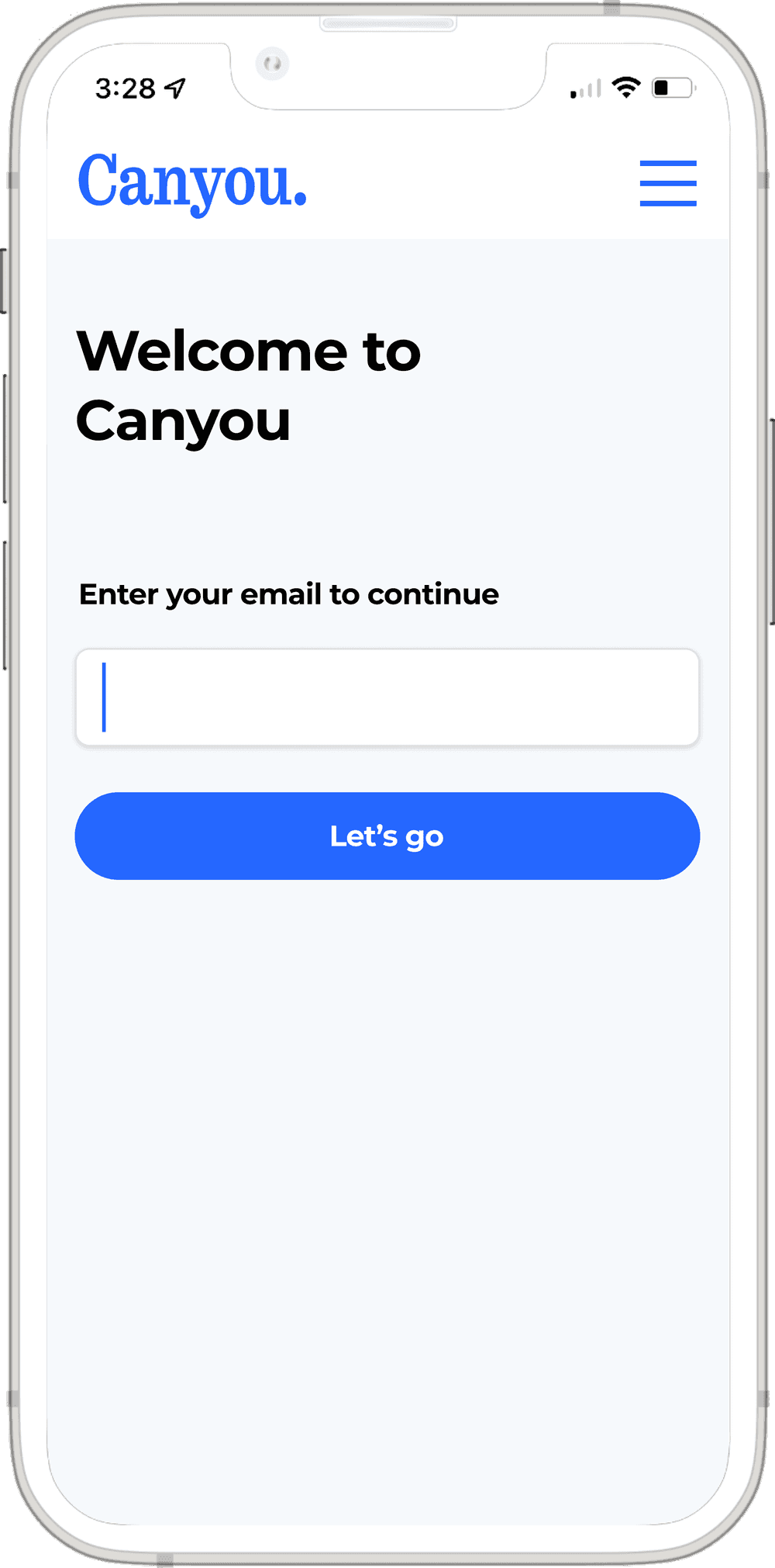The Canyou welcome screen on a worker’s phone