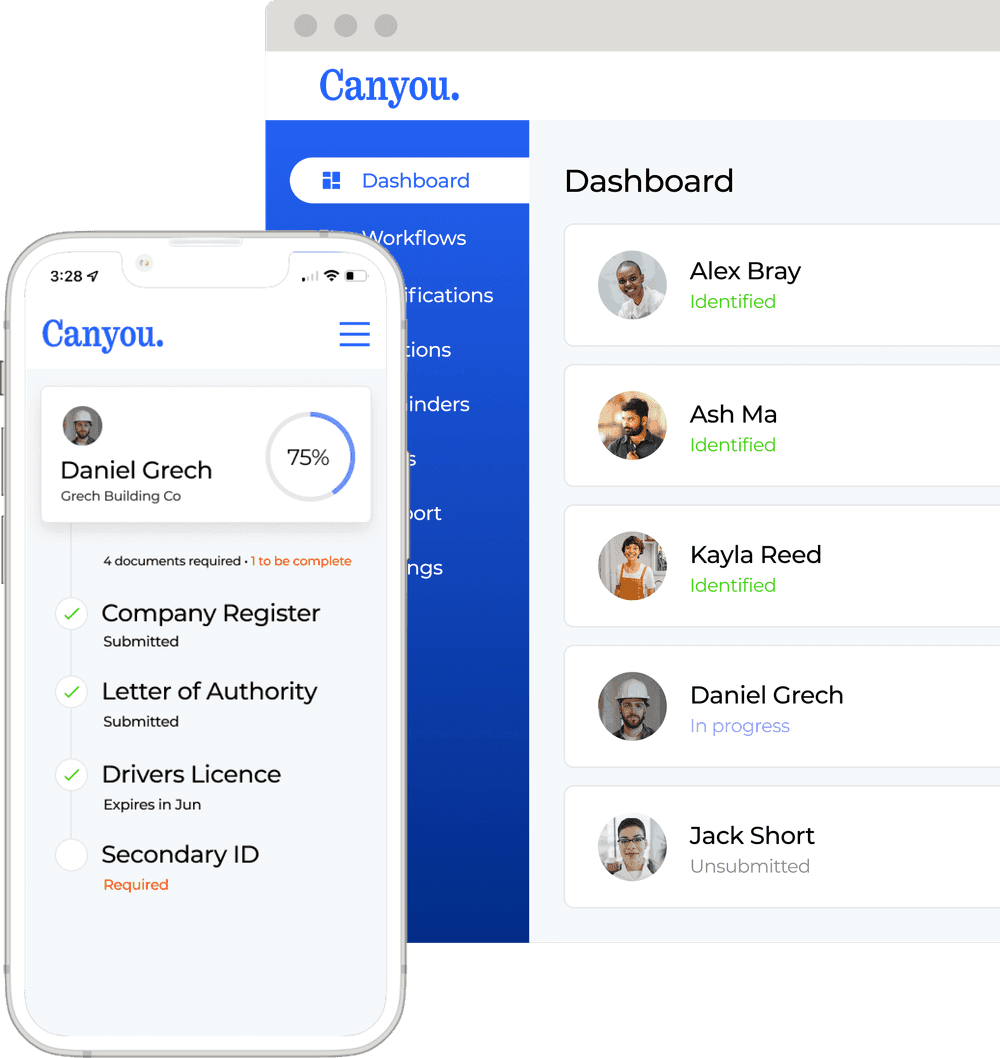 The Canyou client identification dashboard